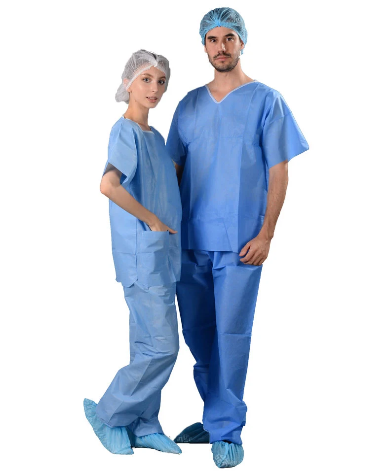 Disposable Nonwoven Medical Scrubs Suit, SMS Scrub Suit