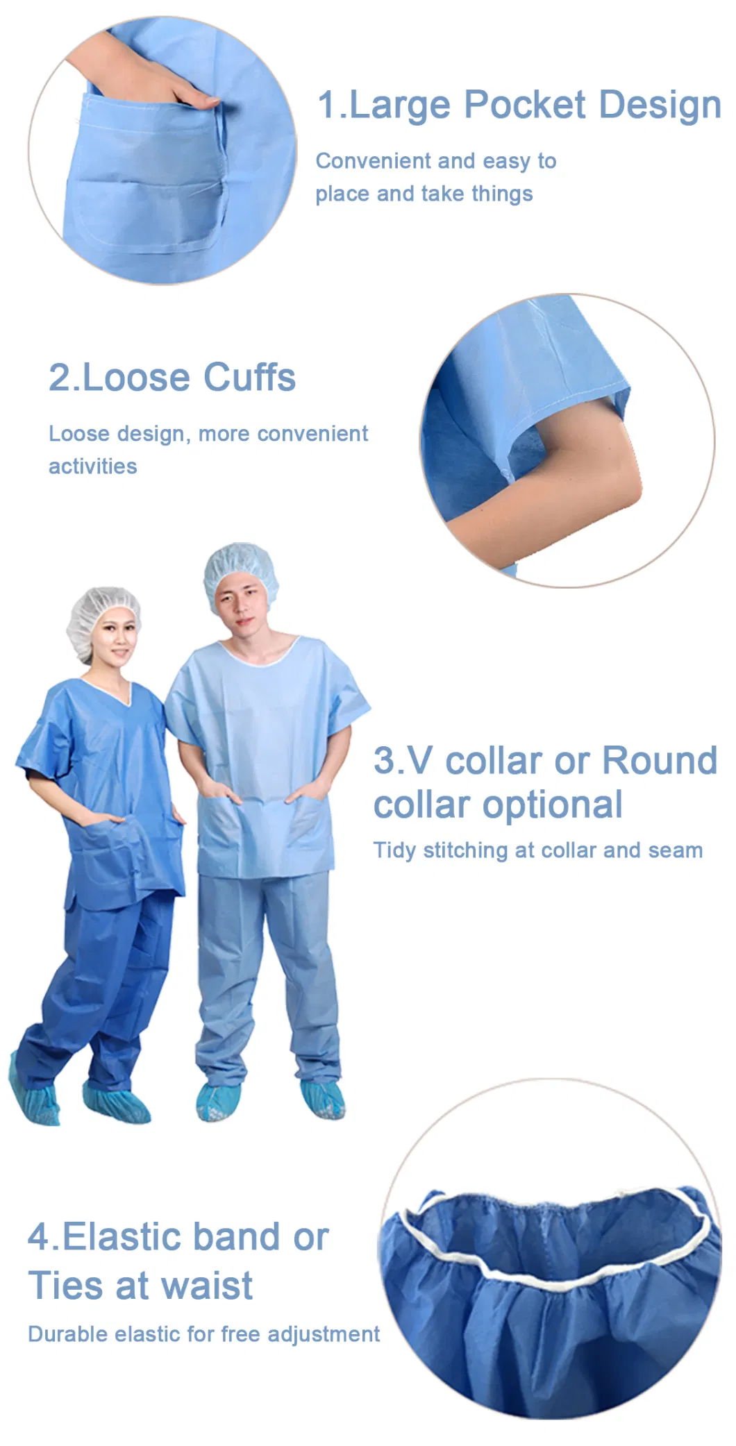 Disposable Nonwoven Medical Scrubs Suit, SMS Scrub Suit