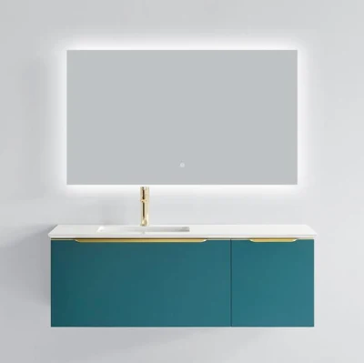 New Design Green and Gold Color Wall Mounted Style Bathroom Vanity Cabinet with Under Counter Basin