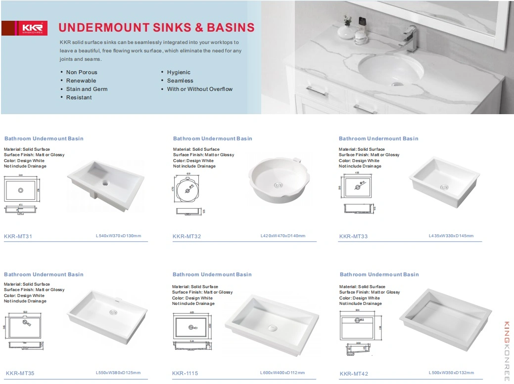 Solid Surface Resin Kitchen Sink for Countertop