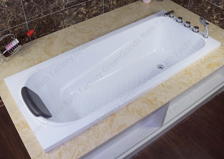 CE Greengoods Sanitary Customized 1200mm White Acrylic 1 Person Soaking Bathtub Home Small Bathroom Drop in Bath Tub