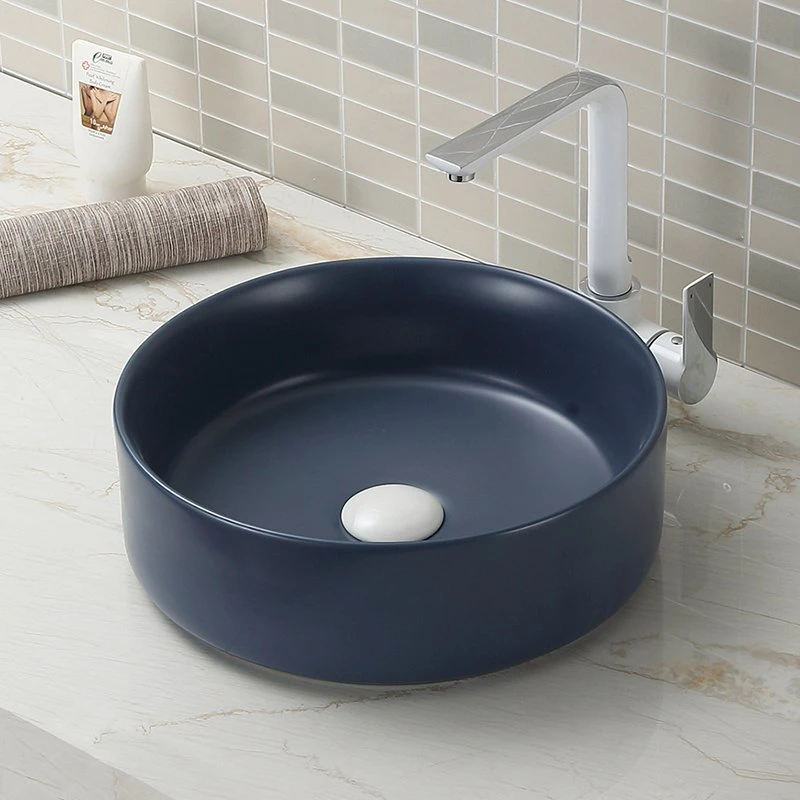 Countertop Ceramic Round Lavabo Sink Luxury Green Luxury Matt Color Solid Surface Small Round Bathroom Sink Lavabo Table Top Wash Art Wash Basin
