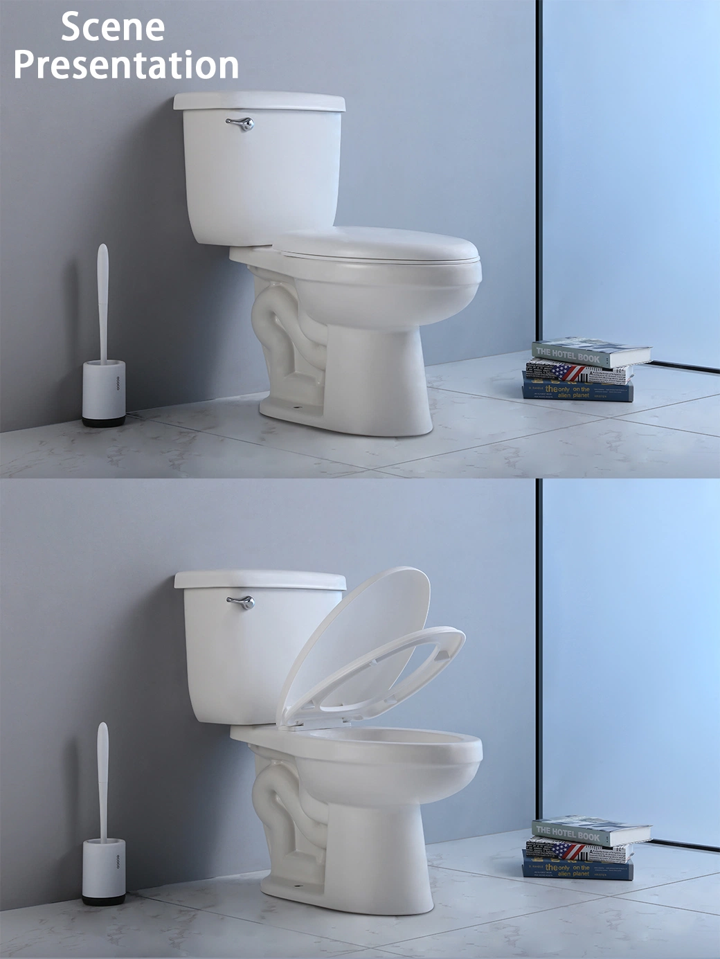 Bathroom Ceramic Siphon Flush Two Piece Wc Toilet with S-Trap White Bathroom Toilet Self-Clean Nano Water Closet Ceramic Toilet Discount