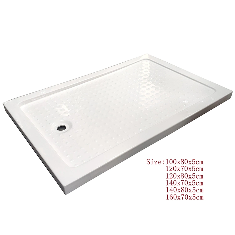 Acrylic Base White Shower Tray Solid Face Artificial Stone Rectangular Resin Shower Base
