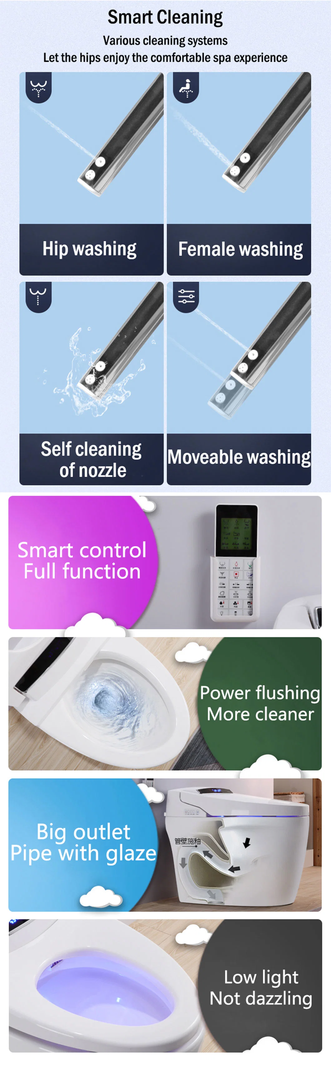 Self Cleaning Sensor Toilet Automatic Flush Remote Control Heated Inodoros Smart Toilet Intelligent with Warm Seat
