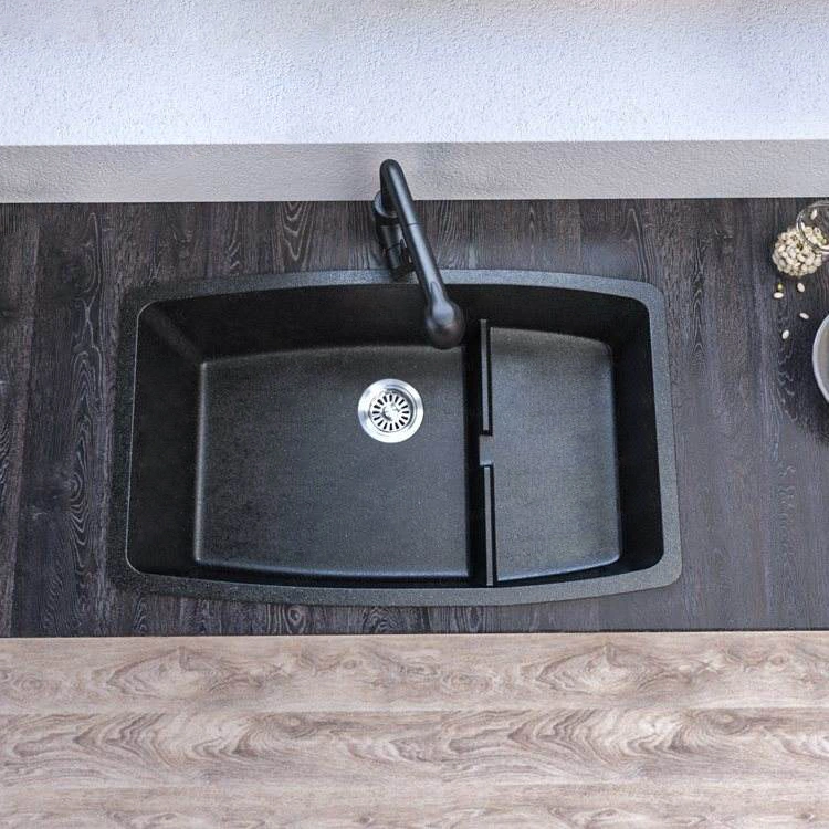 High Quality Kitchen Double Washing Basin Large Composite Quartz Stone Kitchen Sink