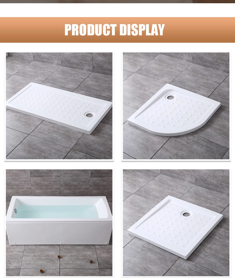 OEM Low Profile Resin Shower Tray for Bathroom Custom Made Bathroom White Artificial Stone Shower Base Trays