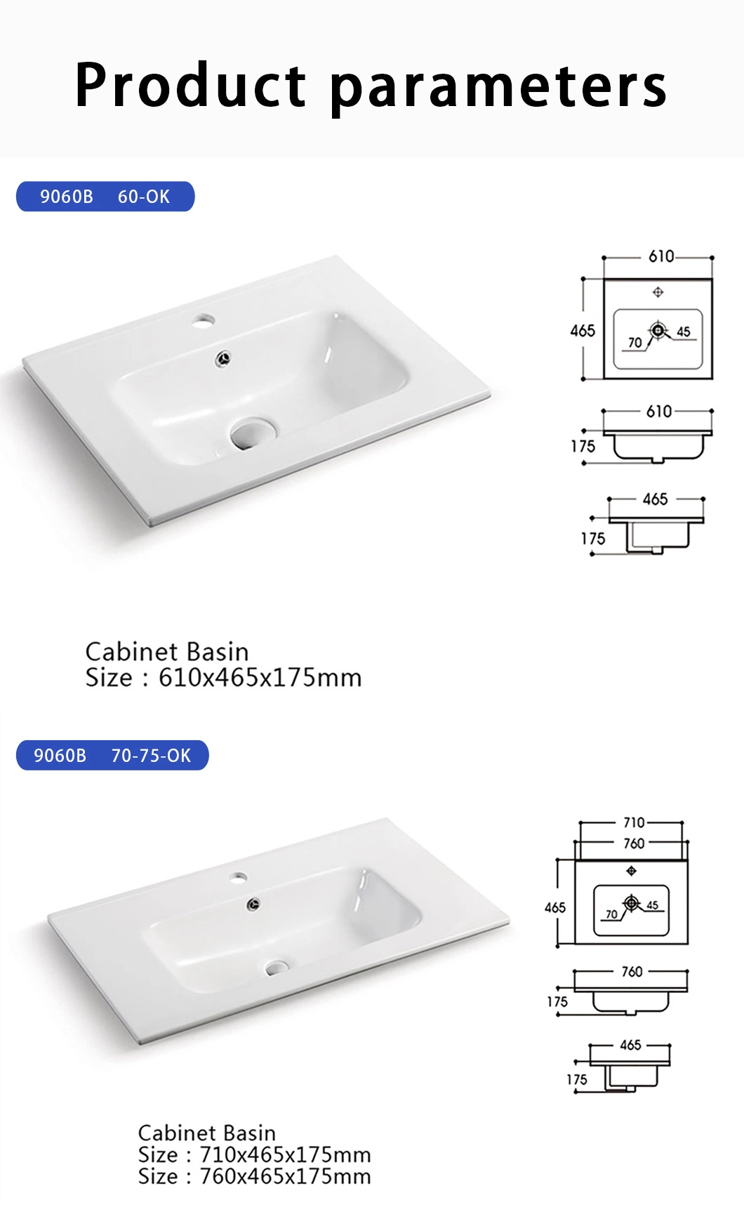 New Design Thin Edge Vanity Ceramic Bathroom Basin Hand Wash Basin Cabinet Basin Hand Wash Basin Washing Basin Sink Countertop Ceramic Basin