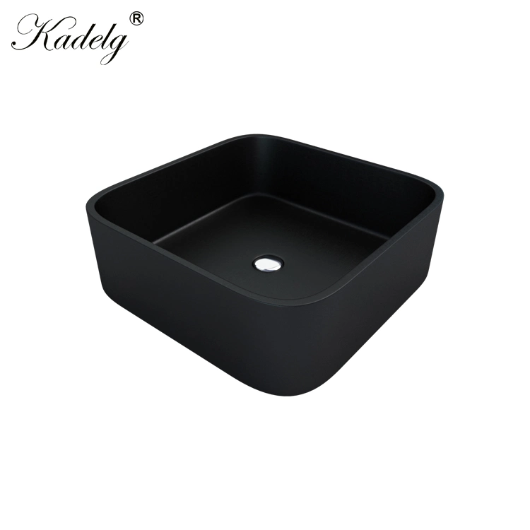 Modern Luxury Grey Granite Wash Hand Basin Square Shaped Quartz Stone Washing Basin Handmade Bathroom Sink