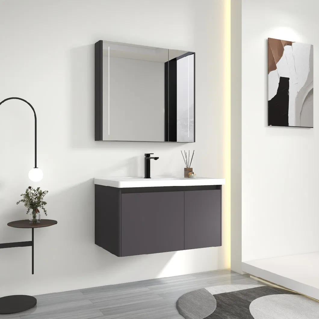 Furniture Plywood Wash Basin Bathroom Hanging Cabinet with Mirror