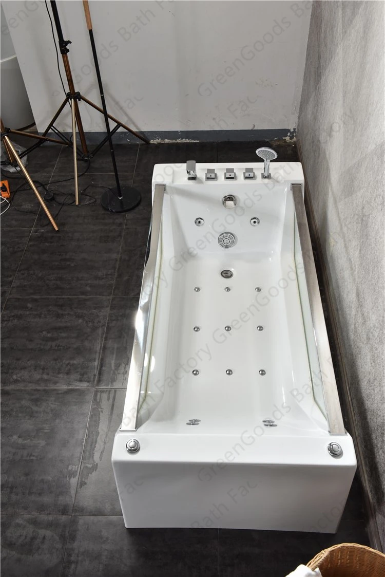 CE Adult Movable Double Transparent Acrylic Freestanding Tub Air Jet Multifunction Massage Bathtub