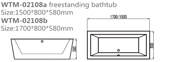 Rectangular Freestanding Acrylic Bathtub Reinforced by FRP for USA Europe Bath Tub Whirlpool Jacuzzi Massage Bathtub Hot Tub SPA Bathroom Sanitary Ware