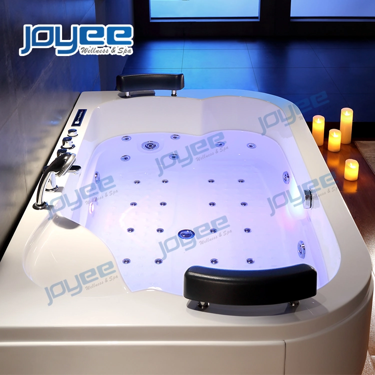 Joyee Factory Price Indoor 2 Persons Acrylic SPA Soaking Tub Whirlpool Bathtub with LED Lights