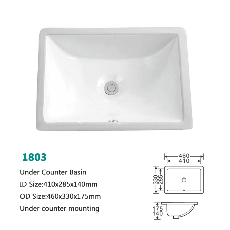 Chaozhou Ceramic Rectangular Vanity Under Counter Basin Ceramic Sink Design Cabinet Wash Hand Bathroom Sink Face Basin