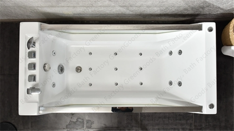 CE Adult Movable Double Transparent Acrylic Freestanding Tub Air Jet Multifunction Massage Bathtub