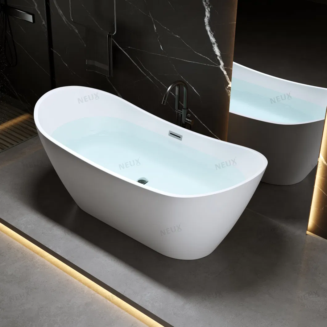 Hot Sale Luxury Bathroom Indoor Simple Soaking Freestanding Acrylic Bathtub (LT-713)
