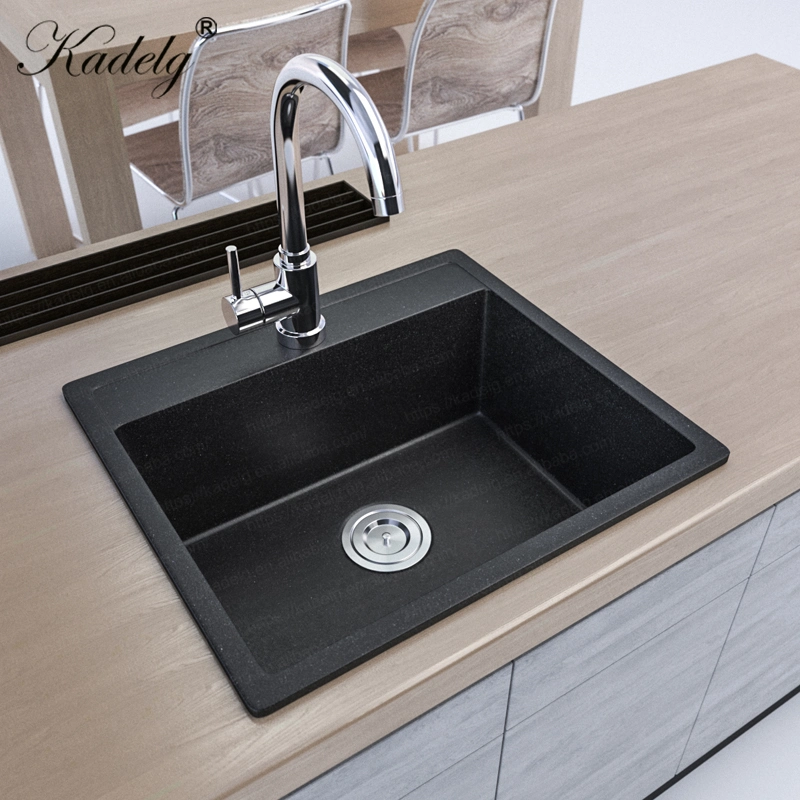 New Design Home Quartz Stone Composite Granite Single Bowl Kitchen Sink Basket Strainer