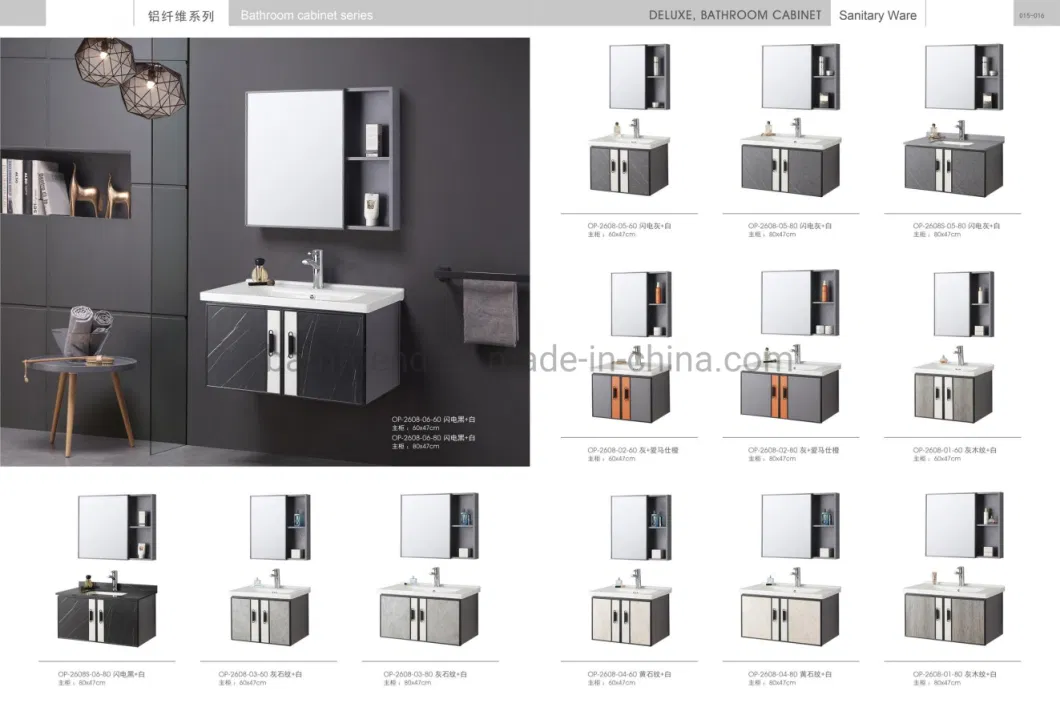 80cm Aluminum Bathroom Vanity Cabinet Set Home Furniture Lavabo Ceramic Wash Basin Cheap Price Mirror Cabinet
