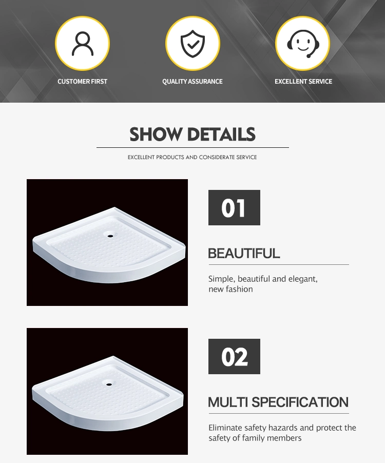 Surface Non-Slip Cultured Marble Shower Panel SMC Shower Pan/Shower Base for Hotel Bathroom