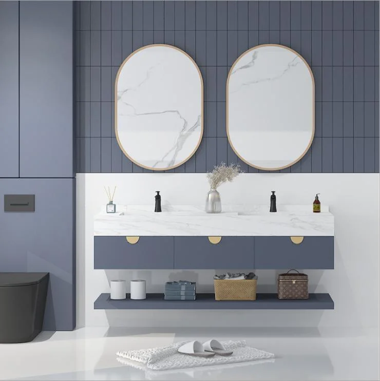 Nordic Modern Simple Free Standing Bathroom Vanity Light Luxury Rock Board Bathroom Cabinet