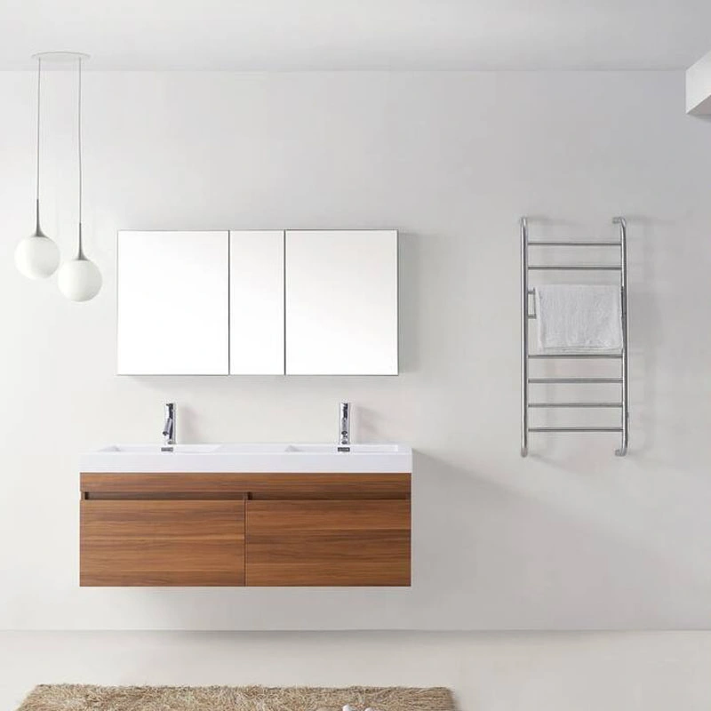 Modern Laminated Wall Mounted Bathroom Vanity Mirror Cabinets Furniture with Integrated Basin