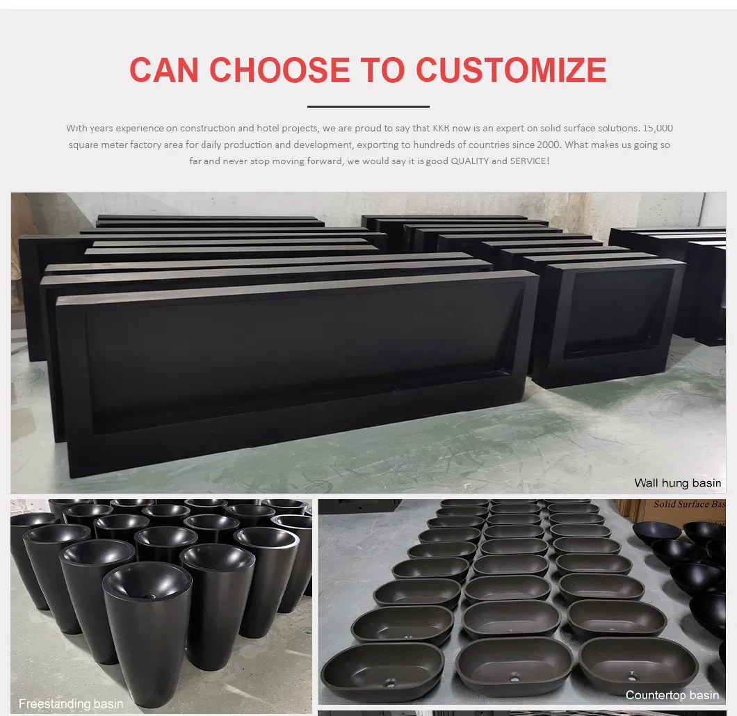 Modern Luxury Dark Black Concrete Grey Matte Villa Hotel Project Stone Resin Acrylic Solid Surface Bathroom Freestanding Bathtub