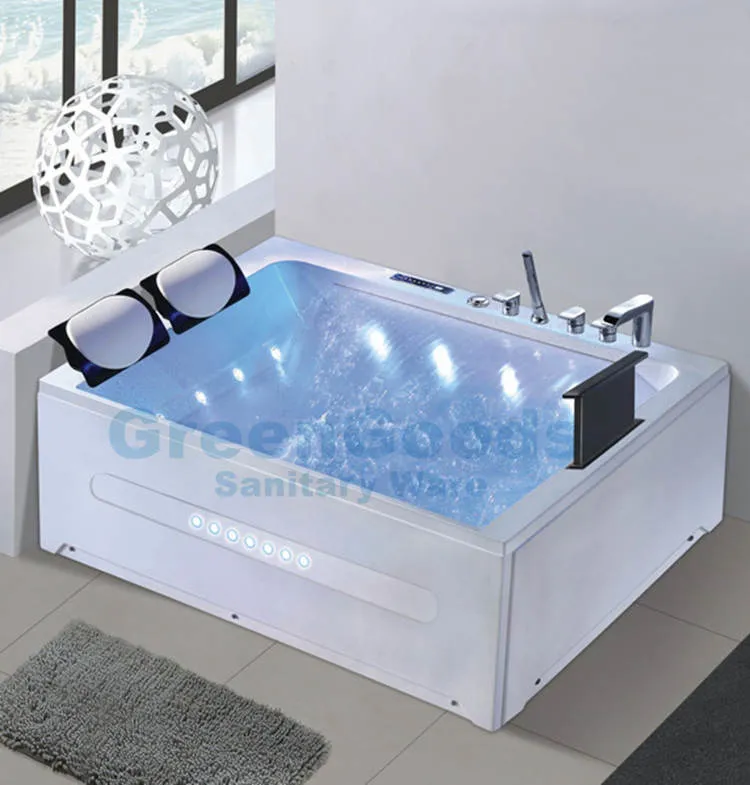French Eco Friendly Acrylic Shower and Soaking Tub Two Person Massage Bathtubs with TV