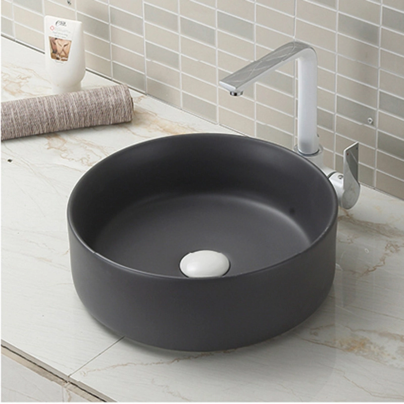 Countertop Ceramic Round Lavabo Sink Luxury Green Luxury Matt Color Solid Surface Small Round Bathroom Sink Lavabo Table Top Wash Art Wash Basin