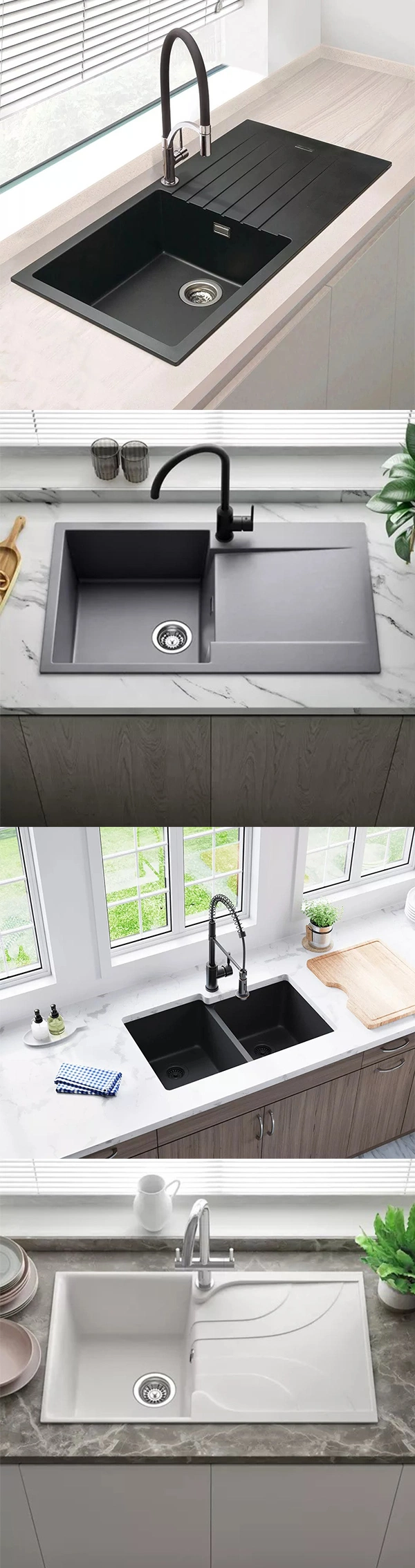 Ortonbath Single Bowl Black Silvery Granite Composite Kitchen Sink &amp; Waste Kit Without Tap Hole