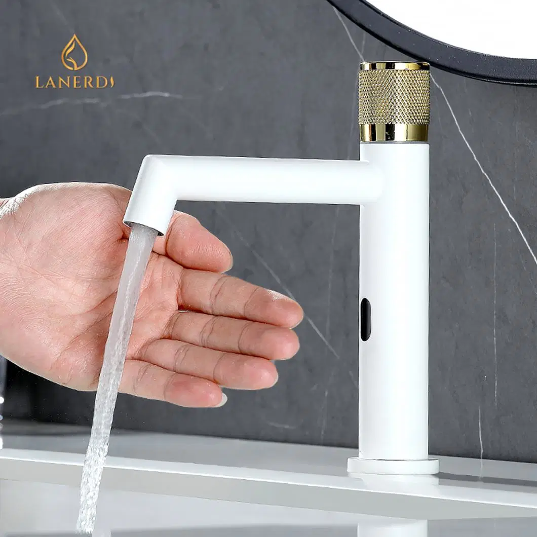 China Wholesale Torneira Watermark White Sanitary Ware Lavatory Brass Wash Smart Sensor Contactless Basin Faucet Mixer Tap Bathroom Faucet Induction Sensor Tap