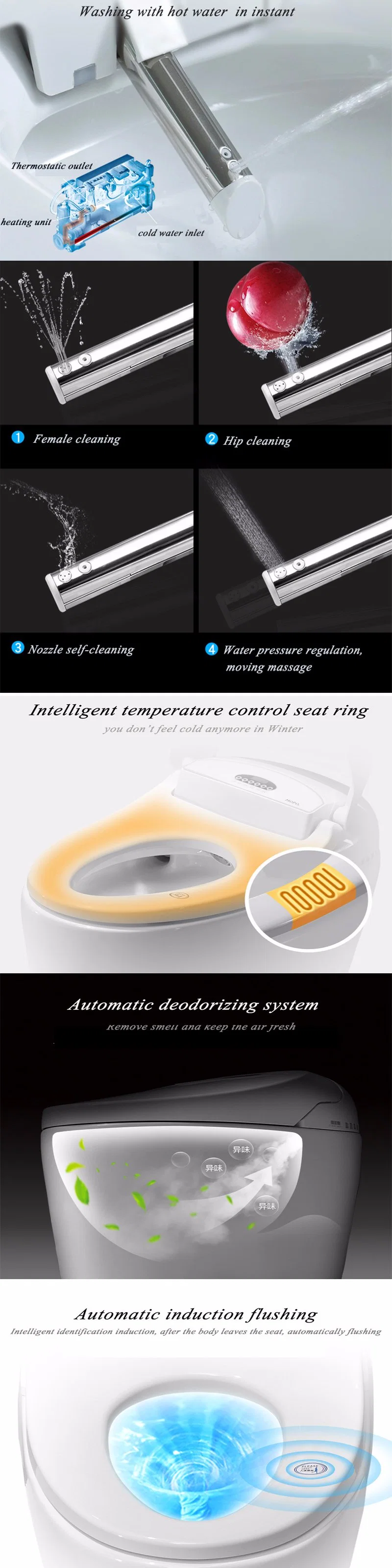 Bathroom Ceramic Smart Toilet Automatic Intelligent Toilet with Remote Control Bc-822