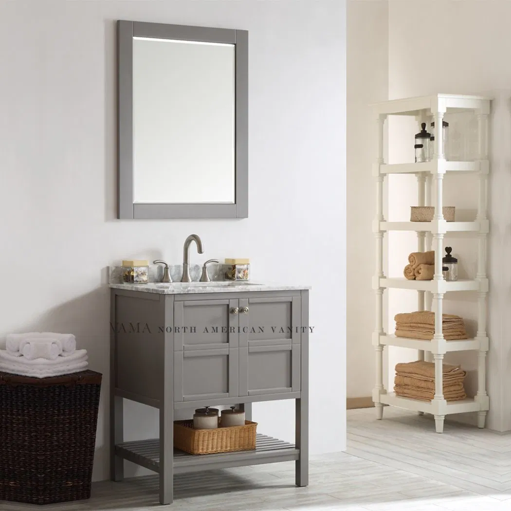Vama 30 Inch Grey Simple Design Floor Standing Bathroom Furniture with Single Basin
