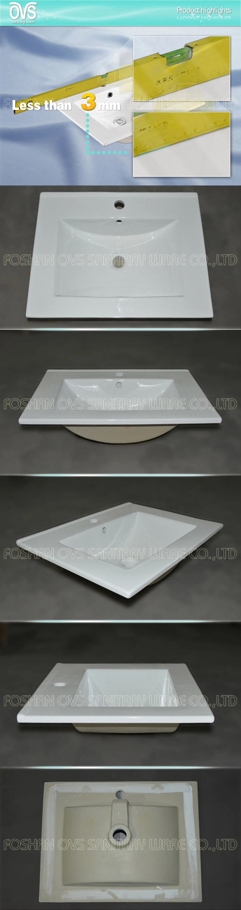 Rectangular Bathroom Ceramic Hand Vanity Wash Basin Thin Edge Large Size Cabinet Countertop Single Bowl Sanitary Ware