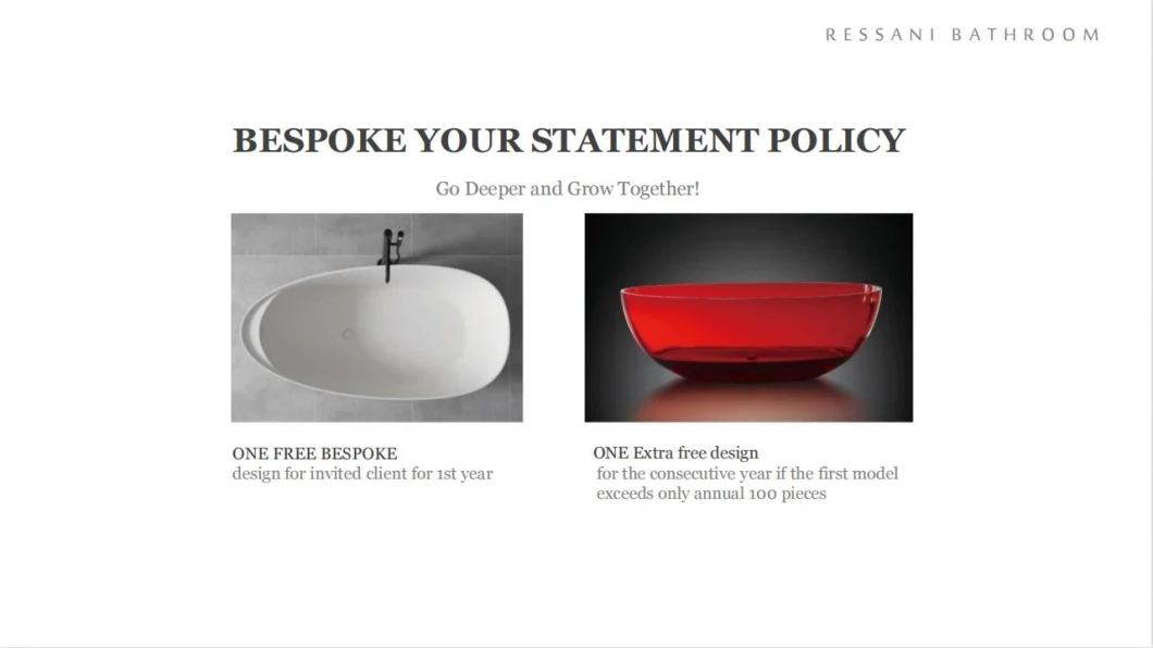 Ressani Modern Bathroom Tub Artificial Stone Resin Solid Surface Freestanding Bathtub