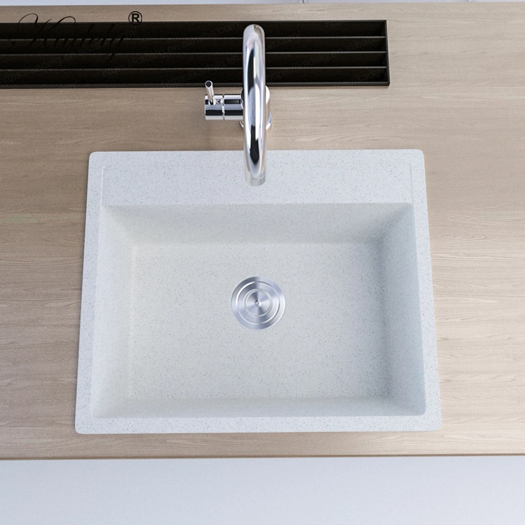 Custom Anti-Scratch Quartz Composite White Kitchen Sink