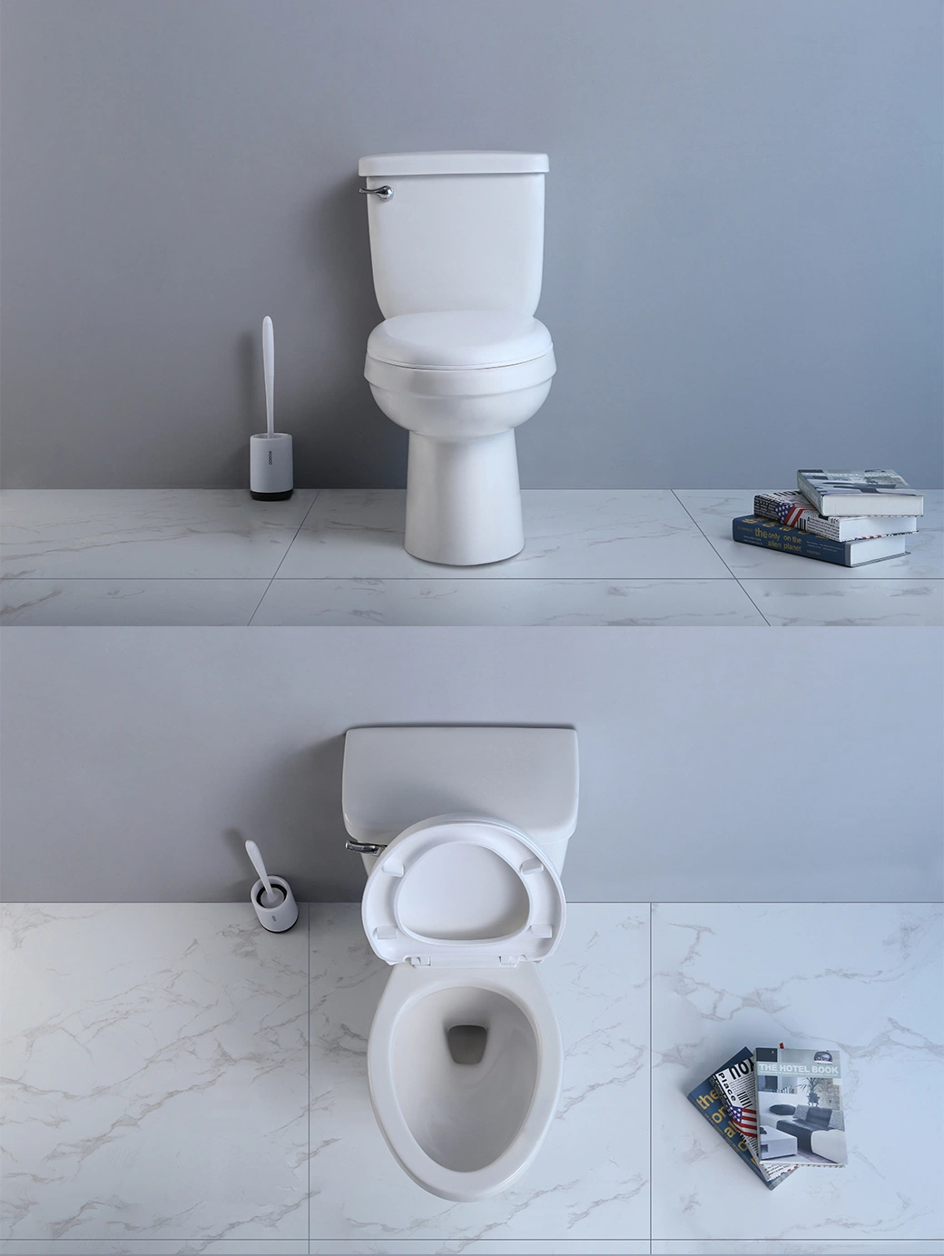Bathroom Ceramic Siphon Flush Two Piece Wc Toilet with S-Trap White Bathroom Toilet Self-Clean Nano Water Closet Ceramic Toilet Discount