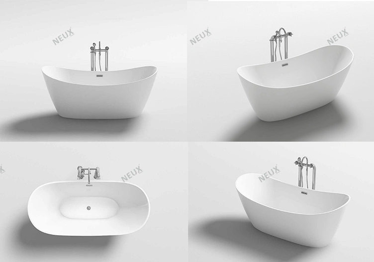 Hot Sale Luxury Bathroom Indoor Simple Soaking Freestanding Acrylic Bathtub (LT-713)