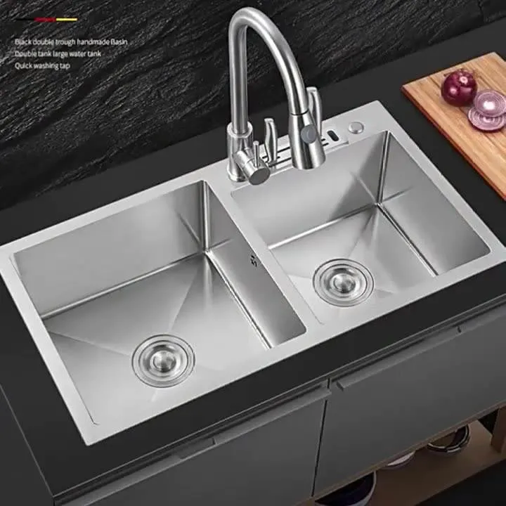 Customize Size Double Bowl Handmade Kitchen Sink Durable Quartz Granite Sink