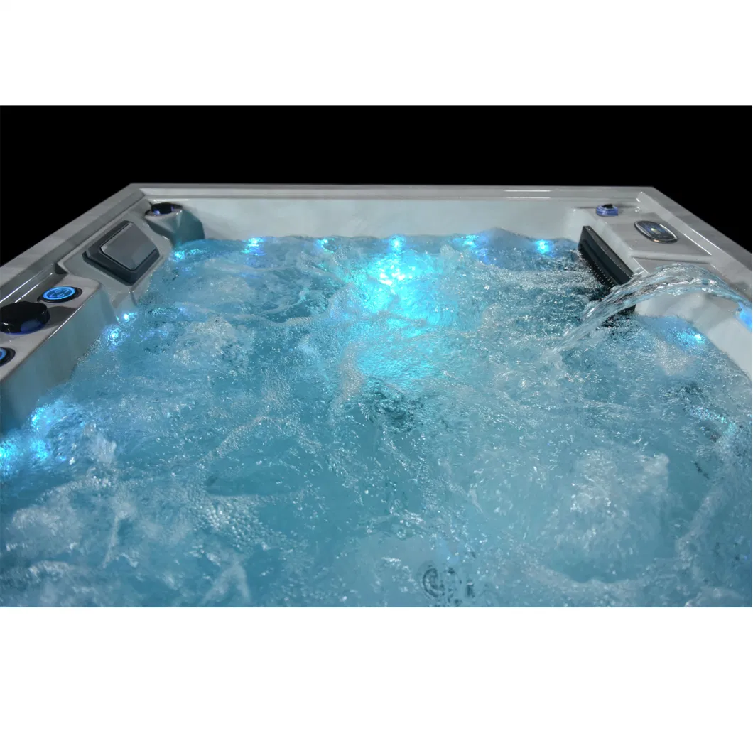New Square Acrylic 3 4 Person Bathroom Hydro Air Massage Big Hot Bath Tub SPA Jacuzzi Outdoor Bathtub