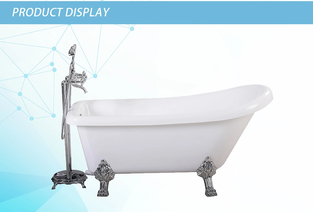 Hot Sale Acrylic Shower Tub Silver Claw Foot Deep Soaking Hot Tub Freestanding