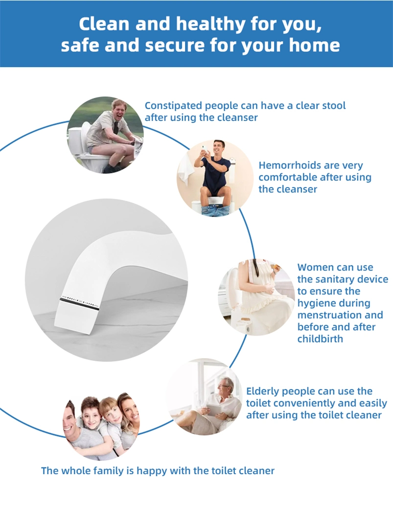 New Ultra Slim Cold Water Toilet Bidet Floor Mounted Toilet Bidet Attachment with Vertical Spray, Nozzle Self-Cleaning, Smart Manual Controls