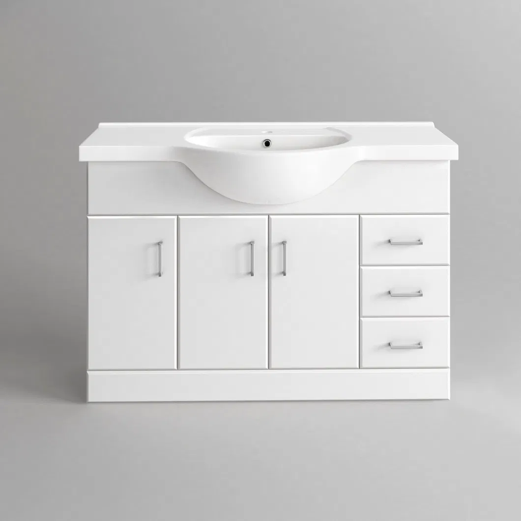 1200mm Modern Floor Mounted Ceramic Basin MDF Bathroom Furniture Vanity Cabinet