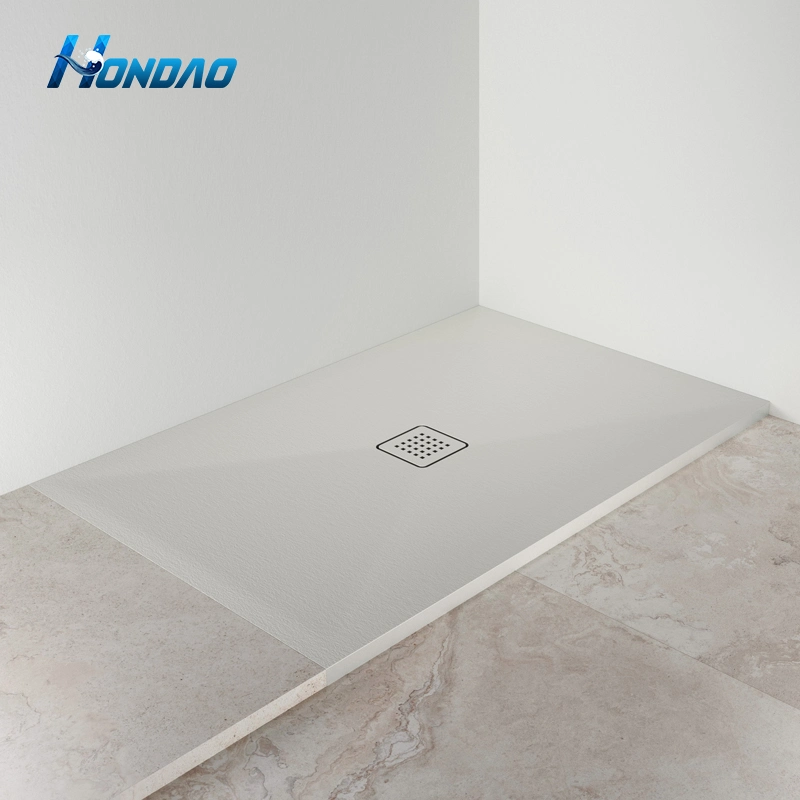 Hondao Polymarble Shower Pan Rectangle Non-Slip Floor Artificial Stone Shower Base