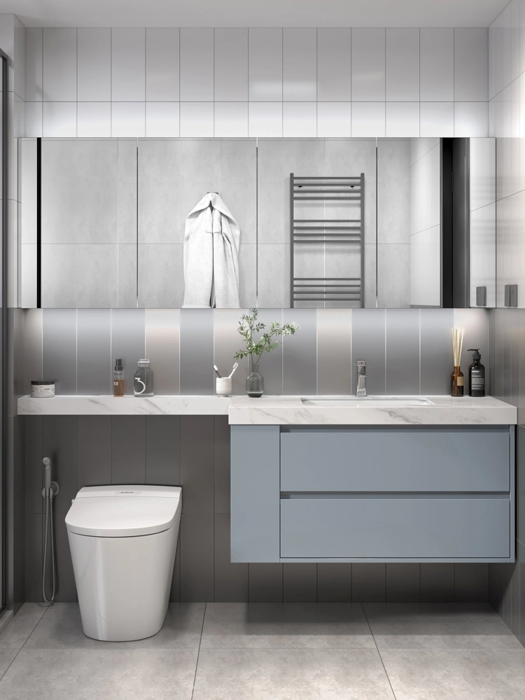Hotel Wash Basin Marble Bathroom Vanity Stone Cabinets with Mirror