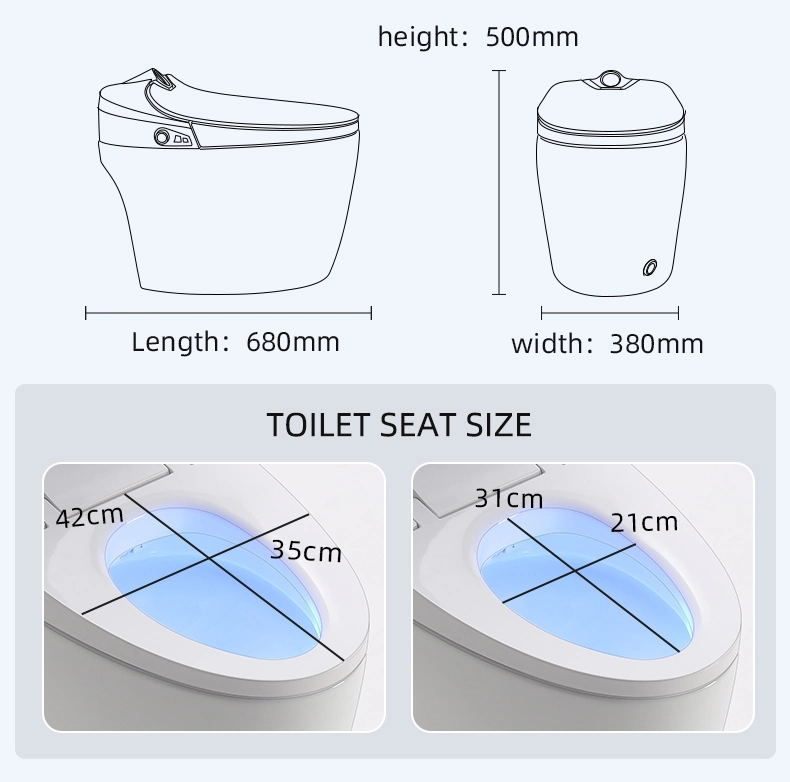 2023 High Tech Floor Standing Ceramic Smart Toilet Hotel Bathroom Remote Control Intelligent One Piece Automated Toilet