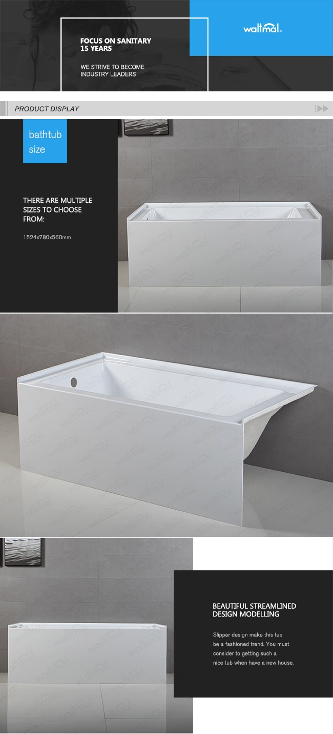 American Standard Acrylic Material Skirt Bath Tub for Bathroom