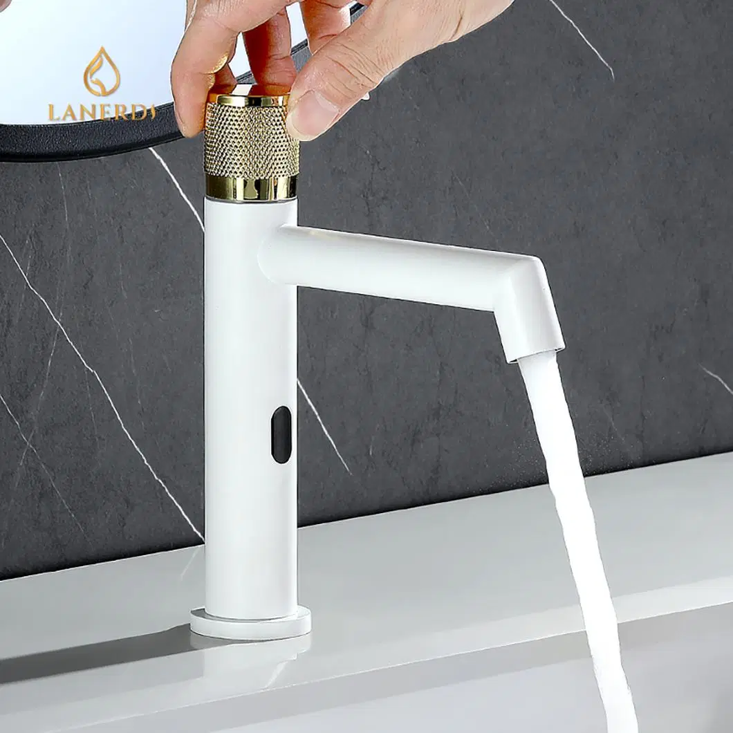 China Wholesale Torneira Watermark White Sanitary Ware Lavatory Brass Wash Smart Sensor Contactless Basin Faucet Mixer Tap Bathroom Faucet Induction Sensor Tap