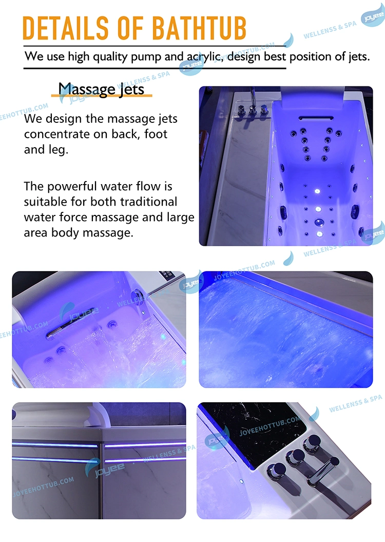 Joyee Modern Home Bathroom Mini Bath Shower Combo SPA Massage 46 Jets Air Bubble LED Newest Jacuzzy Bathtub