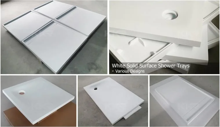 Hondao Polymarble Shower Pan Rectangle Non-Slip Floor Artificial Stone Shower Base
