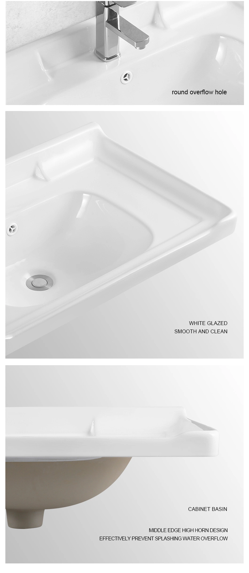 Factory Wholesale Ceramic Bathroom Basin Vanity Cabinets Rectangle Cabinet Wash Basin